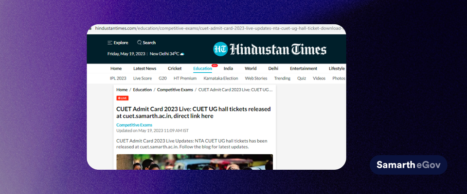 CUET 2023 Admit Cards available on cuet.samarth.ac.in